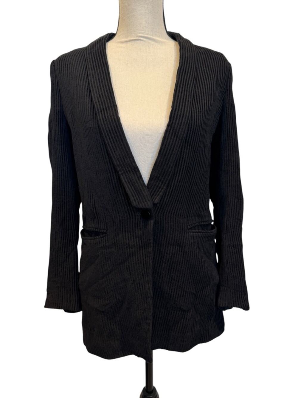 Club Monaco Black Ribbed Blazer Jacket Size 2